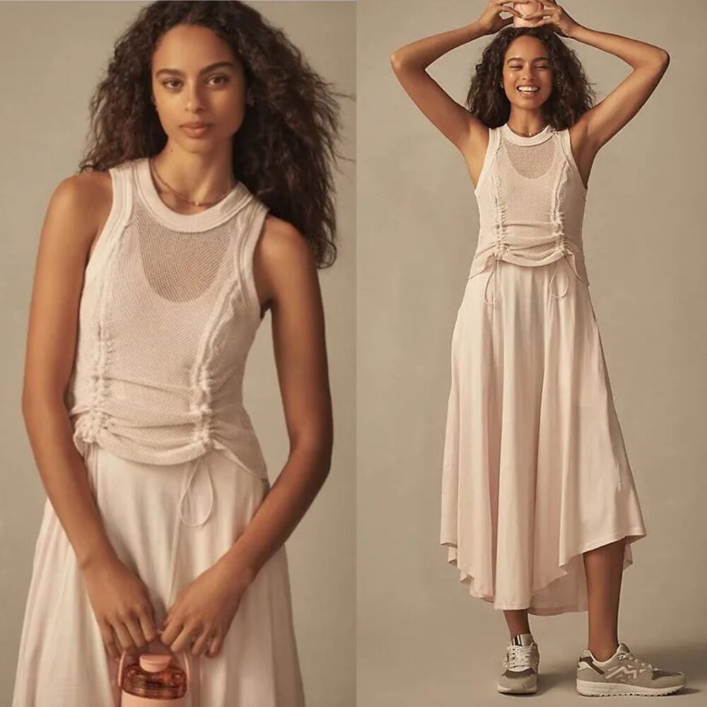 NEW Daily Practice by‎ Anthropologie Forward Line Pink Midi Dress Womens XSP